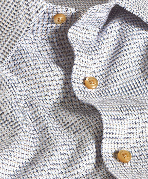 TBSP12807124 | White & Dune Micro Check Dress Shirt