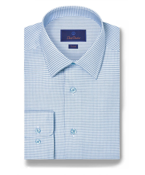 TBSP12807136 | White & Sky Micro Check Dress Shirt