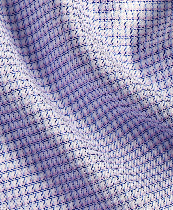 TBSP12807145 | White & Pink Twill Micro Check Dress Shirt