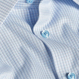 TBSP12808135 | White & Blue Dobby Check Dress Shirt