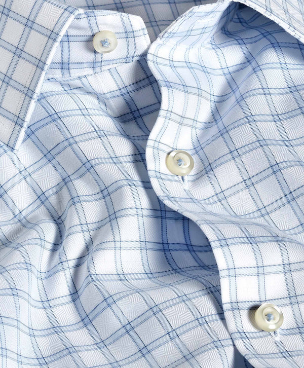 TBSP12811136 | White & Sky Dobby Check Dress Shirt