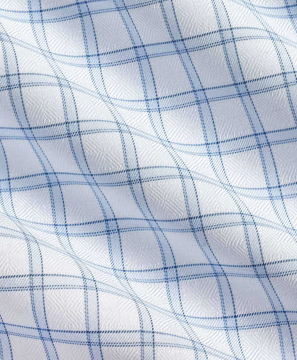 TBSP12811136 | White & Sky Dobby Check Dress Shirt