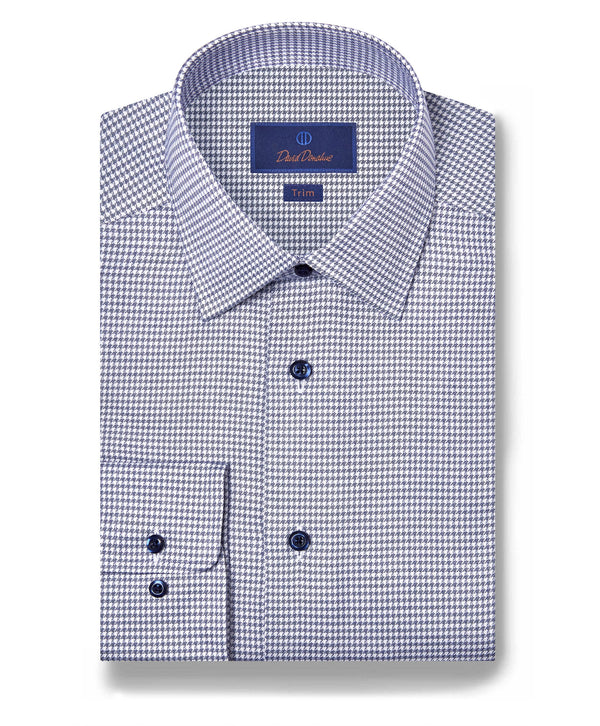 TBSP12815407 | Navy & White Twill Micro Check Stretch Dress Shirt