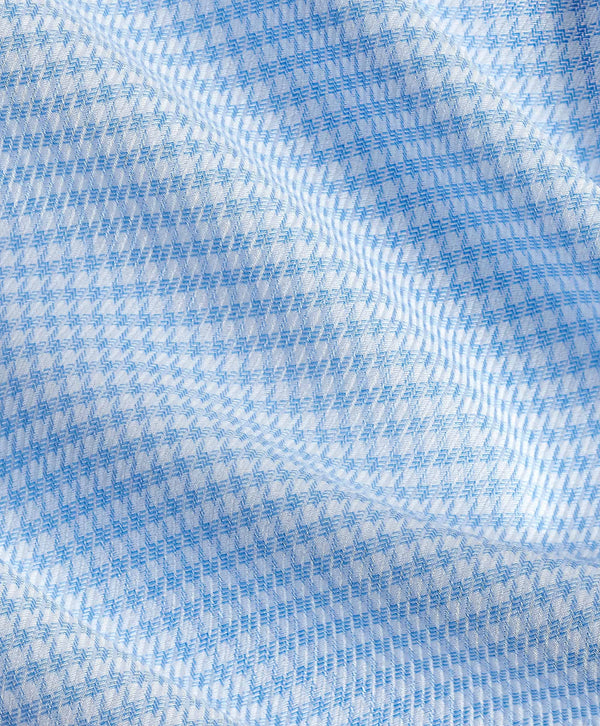 TBSP12815475 | Sky & White Twill Micro Check Stretch Dress Shirt