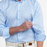 TBSP12815475 | Sky & White Twill Micro Check Stretch Dress Shirt