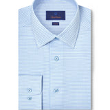 TBSP12815475 | Sky & White Twill Micro Check Stretch Dress Shirt