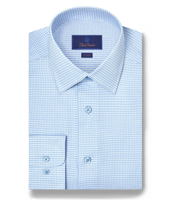 TBSP12815475 | Sky & White Twill Micro Check Stretch Dress Shirt