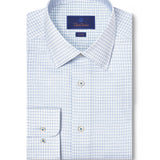 TBSP12816135 | White & Blue Twill Check Stretch Dress Shirt