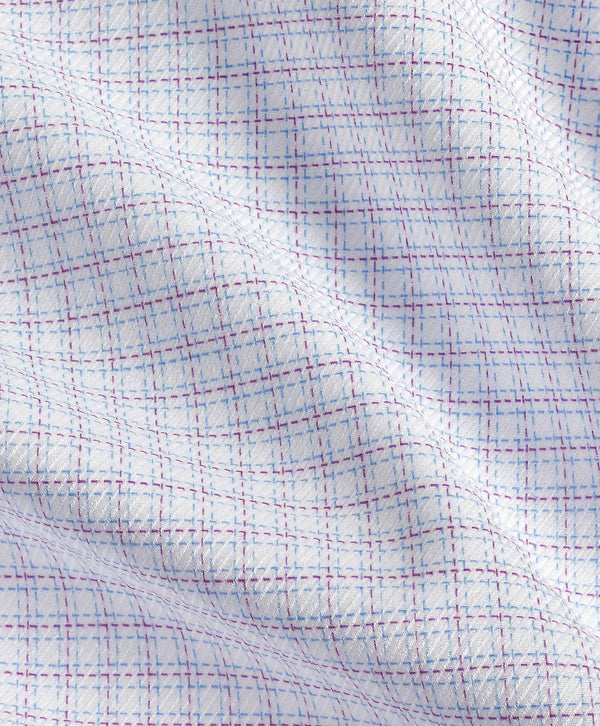 TBSP12816144 | White & Berry Twill Check Stretch Dress Shirt