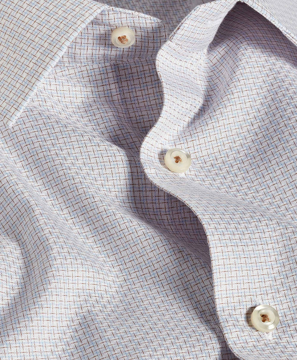 TBSP12819124 | White & Dune Dobby Check Dress Shirt