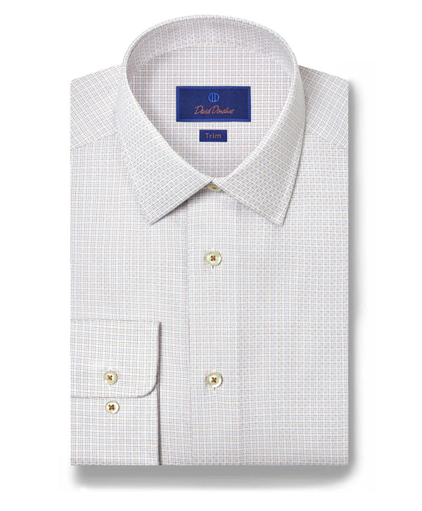 TBSP12819124 | White & Dune Dobby Check Dress Shirt