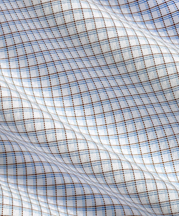 TBSP12820102 | White & Chocolate Dobby Check Dress Shirt