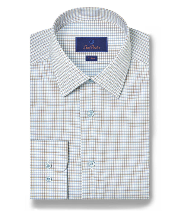 TBSP12820102 | White & Chocolate Dobby Check Dress Shirt
