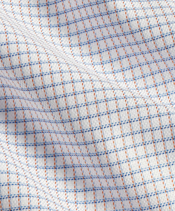 TBSP12821182 | White & Orange Dobby Check Dress Shirt