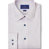 TBSP12821182 | White & Orange Dobby Check Dress Shirt