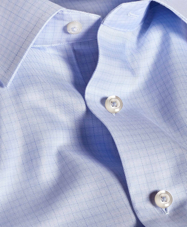 TBSP12823454 | Sky Twill Check Silk Blend Dress Shirt
