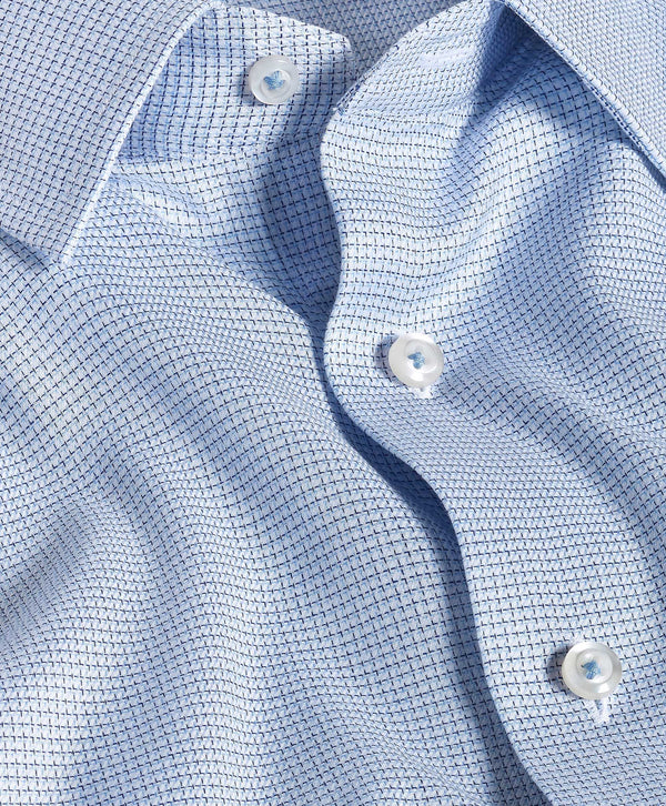 TBSP12842135 | White & Blue Check Stretch Dress Shirt
