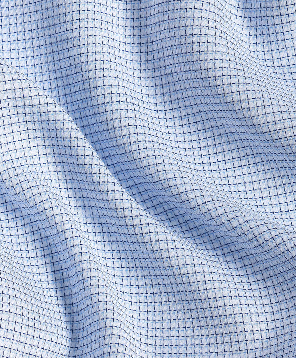 TBSP12842135 | White & Blue Check Stretch Dress Shirt