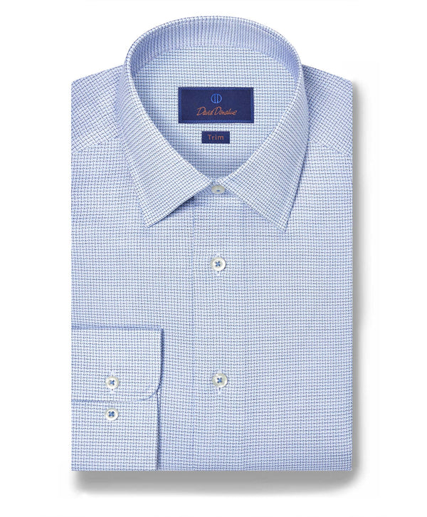 TBSP12842135 | White & Blue Check Stretch Dress Shirt