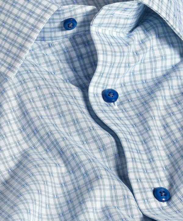 TBSP12844132 | White & Green Dobby Check Dress Shirt