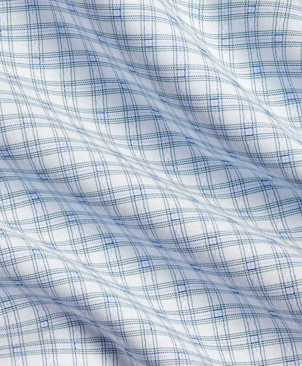 TBSP12844132 | White & Green Dobby Check Dress Shirt