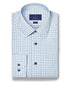 TBSP12844132 | White & Green Dobby Check Dress Shirt