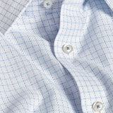 TBSP12845135 | White & Blue Dobby Check Dress Shirt