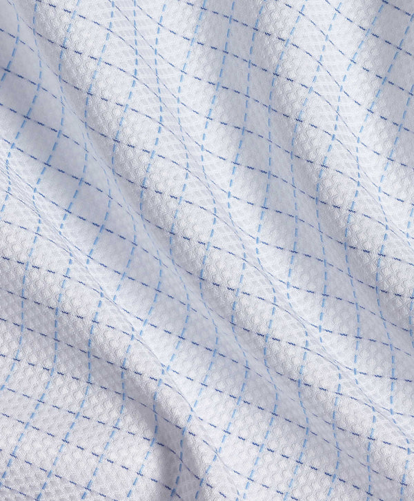 TBSP12845135 | White & Blue Dobby Check Dress Shirt
