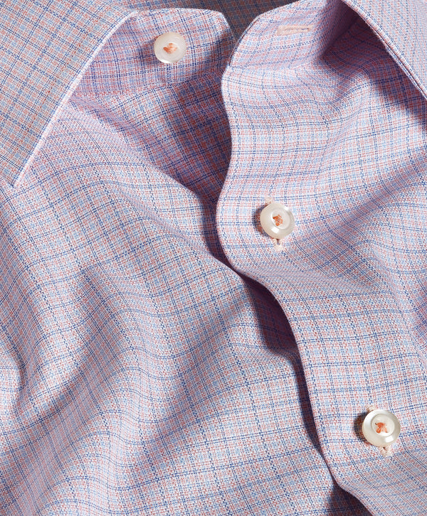 RBSP12848459 | Blue & Melon Micro Dobby Check Dress Shirt