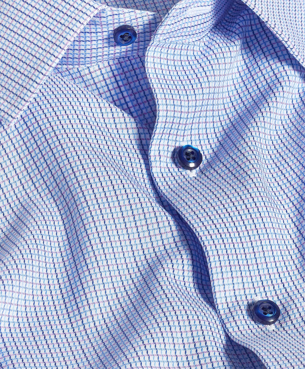 TBSP12850464 | Blue & Berry Micro Dobby Check Dress Shirt