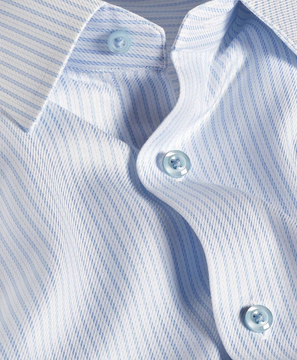 TBSP12951136 | White & Sky Twill Stripe Stretch Dress Shirt