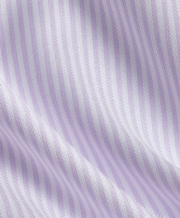 TBSP12952133 | White & Lilac Stripe Silk Blend Dress Shirt