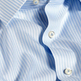 TBSP12952136 | White & Sky Stripe Silk Blend Dress Shirt