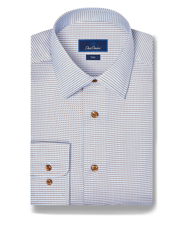 TBSP13001421 | Sky & Chocolate Textured Twill Dress Shirt