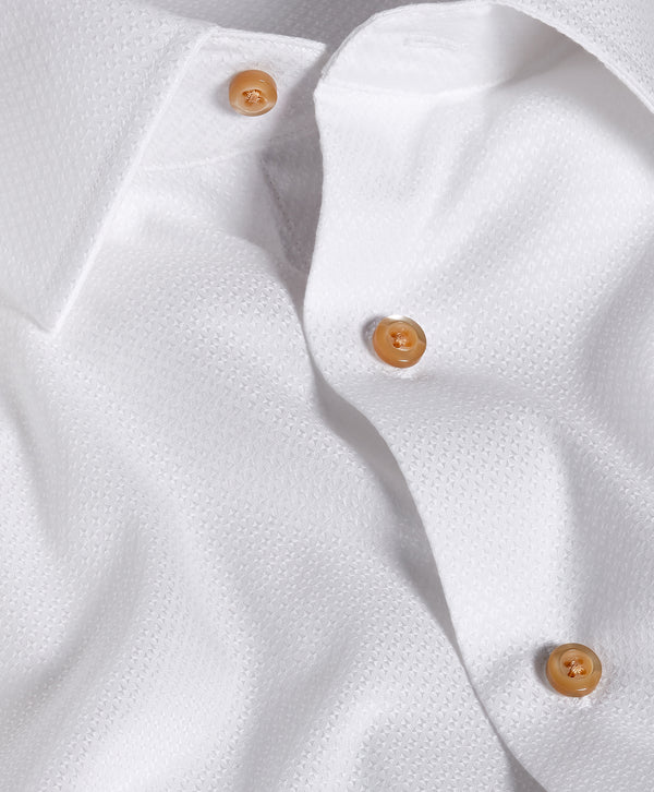 TBSP13004110 | White Dobby Solid Dress Shirt