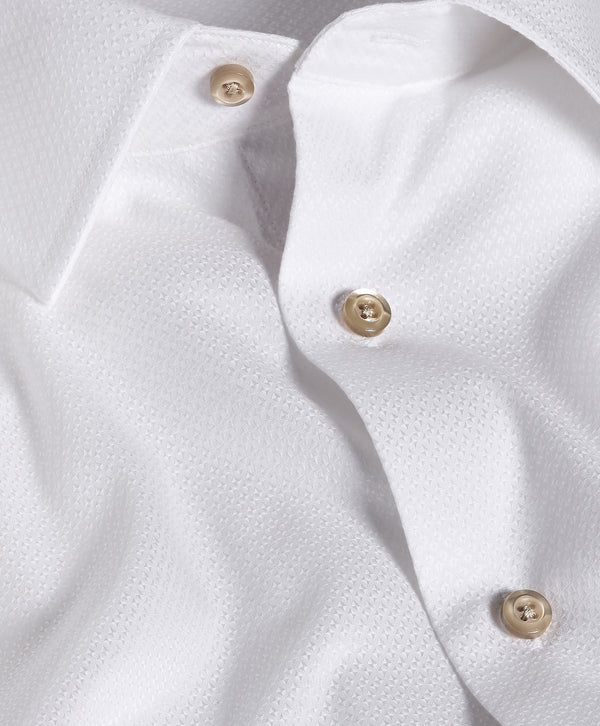 TBSP13004110 | White Dobby Solid Dress Shirt
