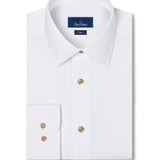 TBSP13004110 | White Dobby Solid Dress Shirt