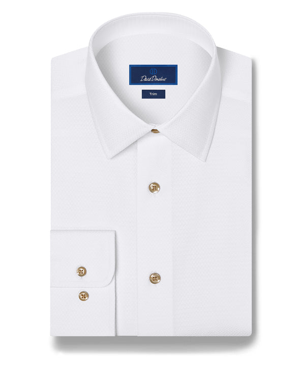 TBSP13004110 | White Dobby Solid Dress Shirt