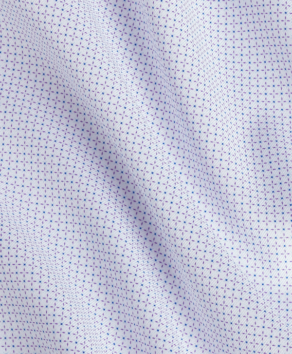 SBSP13005133 | White & Lilac Micro Geometric Print Stretch Dress Shirt