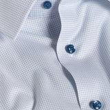 TBSP13005135 | White & Blue Micro Geometric Print Stretch Dress Shirt