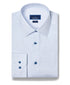 TBSP13005135 | White & Blue Micro Geometric Print Stretch Dress Shirt