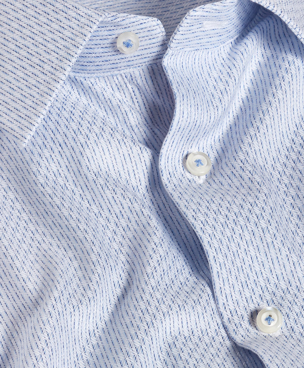 TBSP13008136 | White & Sky Textured Dobby Dress Shirt