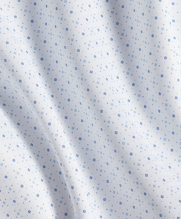 SBSP13200135 | White & Blue Micro Neat Print Stretch Dress Shirt