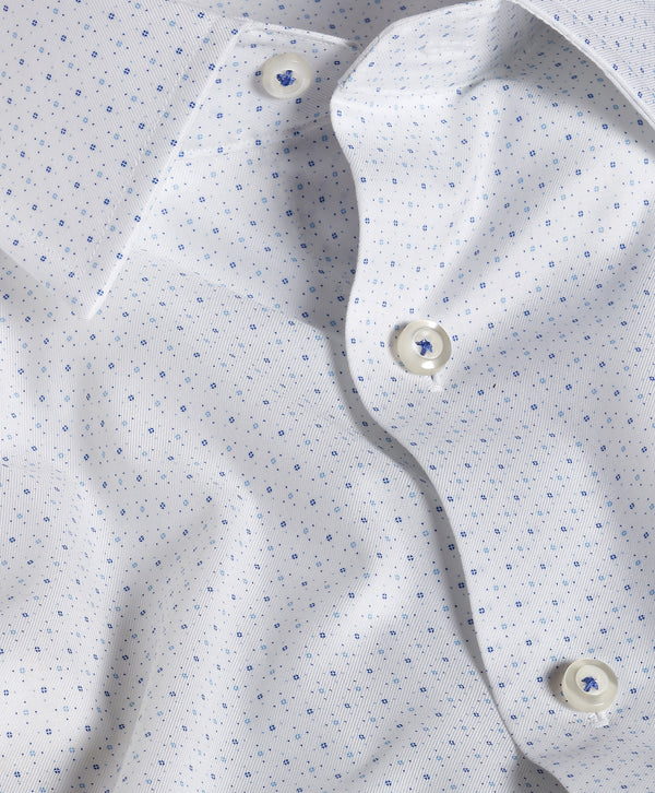 SBSP13200135 | White & Blue Micro Neat Print Stretch Dress Shirt