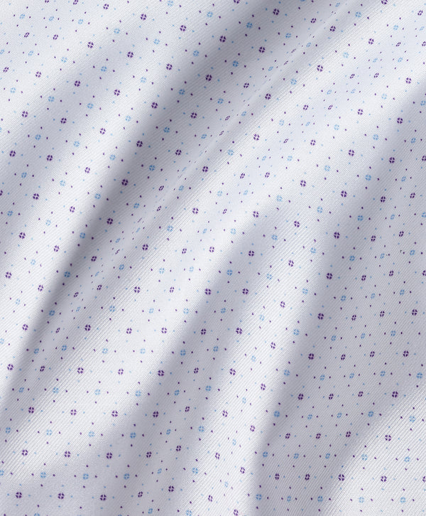 TBSP13200137 | White & Purple Micro Neat Print Stretch Dress Shirt