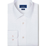 TBSP13200137 | White & Purple Micro Neat Print Stretch Dress Shirt