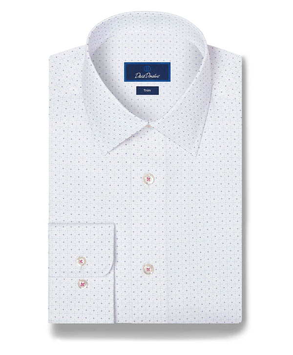 TBSP13200137 | White & Purple Micro Neat Print Stretch Dress Shirt
