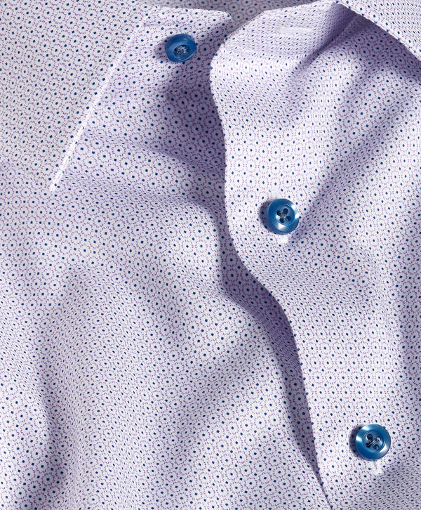 RBSP13202144 | White & Berry Micro Geometric Print Dress Shirt