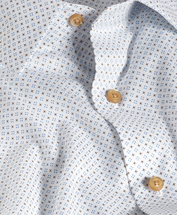RBSP13206102 | White & Chocolate Micro Neat Print Dress Shirt