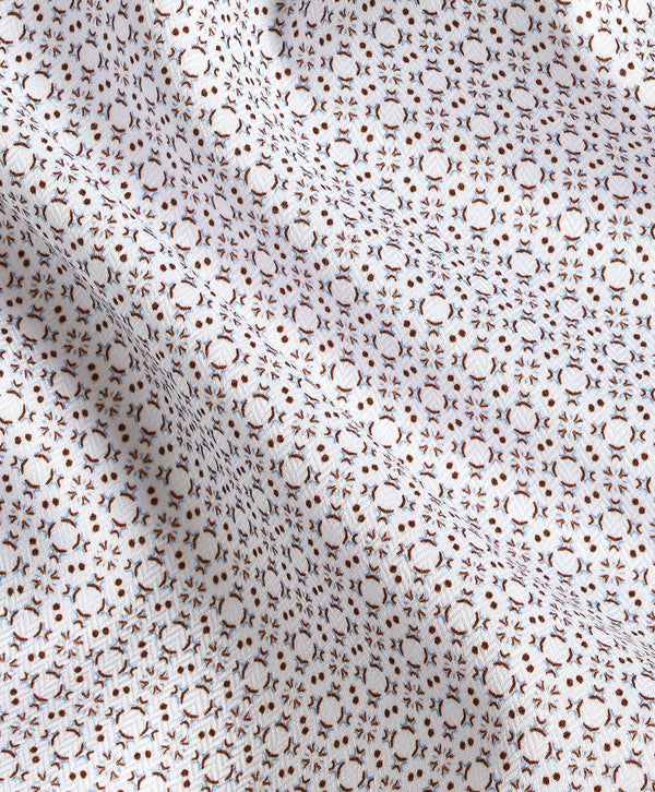 TBSP13600102 | White & Chocolate Geometric Print Dress Shirt